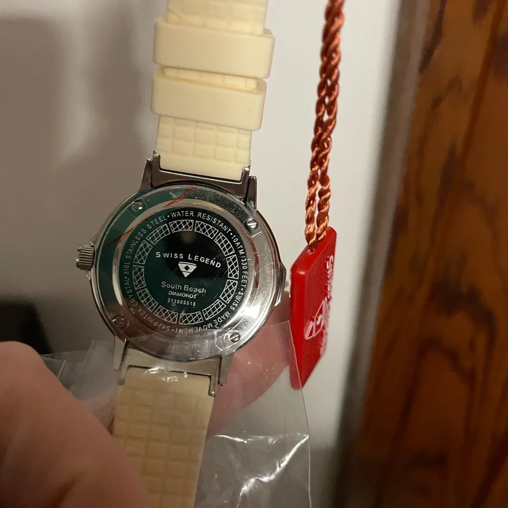 Swiss legend south beach diamond encrusted watch cream band nwt